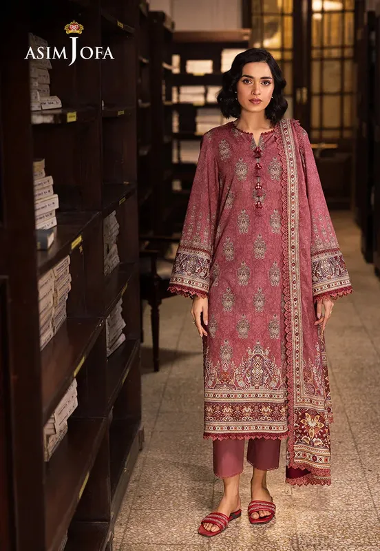Asim Jofa Prints Drop 2 Coral Red Cambric – view 1 – Poshaq