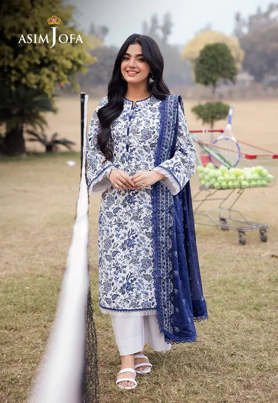 Asim Jofa Prints Drop 2 White Cambric – view 1 – Poshaq