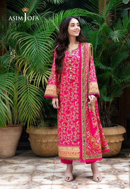 Asim Jofa Prints Drop 2 Hot Pink Cambric – view 1 – Poshaq