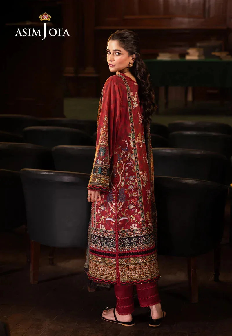 Asim Jofa Prints Drop 2 Maroon Organza – view 2 – Poshaq