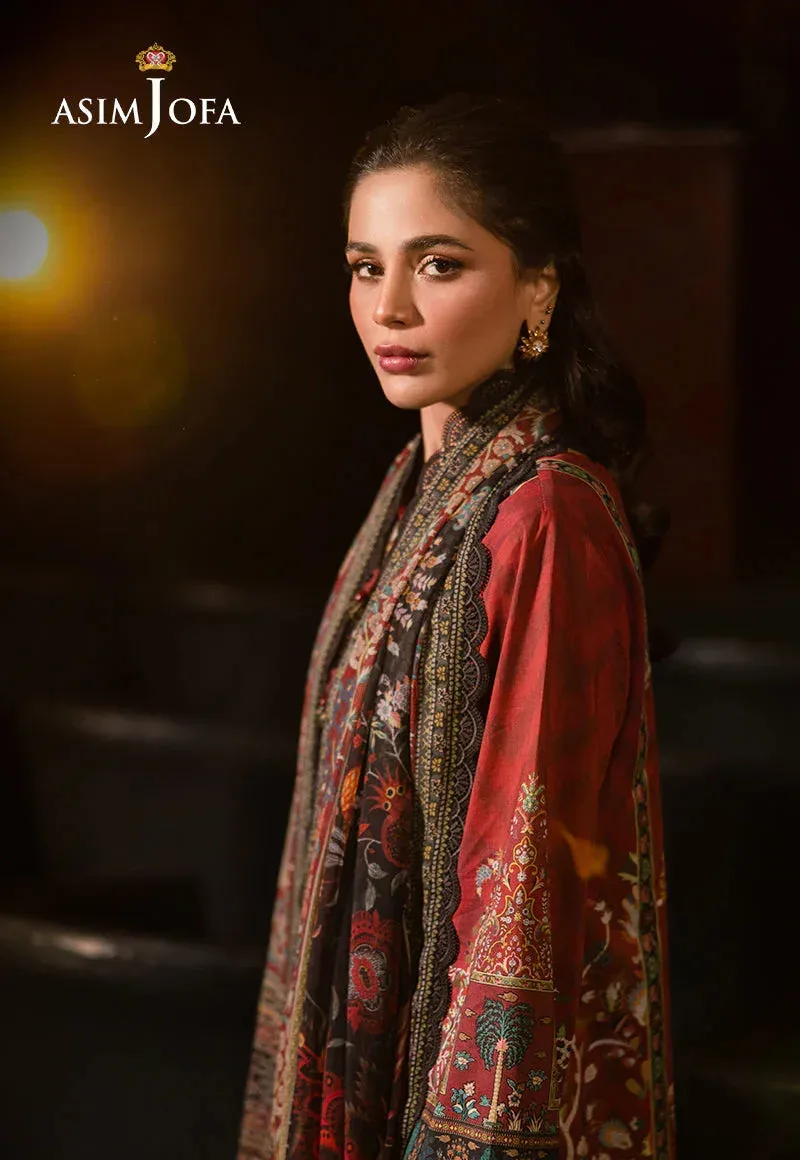 Asim Jofa Prints Drop 2 Maroon Organza – view 3 – Poshaq