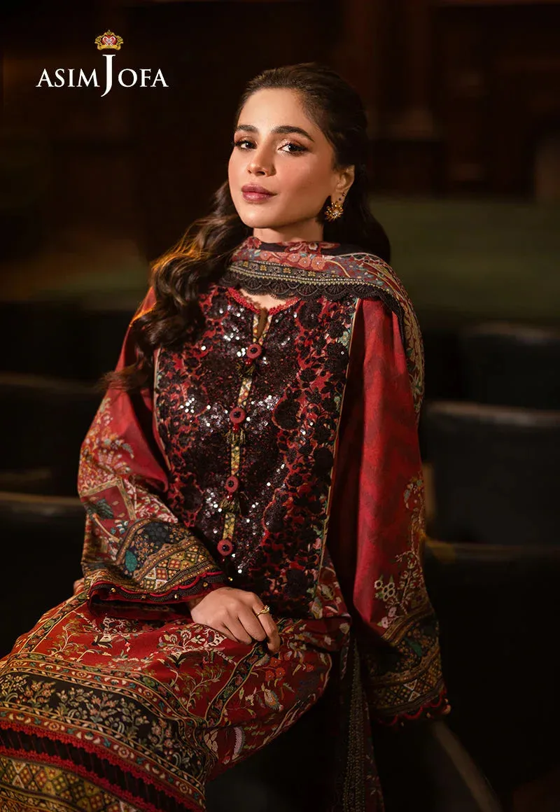 Asim Jofa Prints Drop 2 Maroon Organza – view 5 – Poshaq
