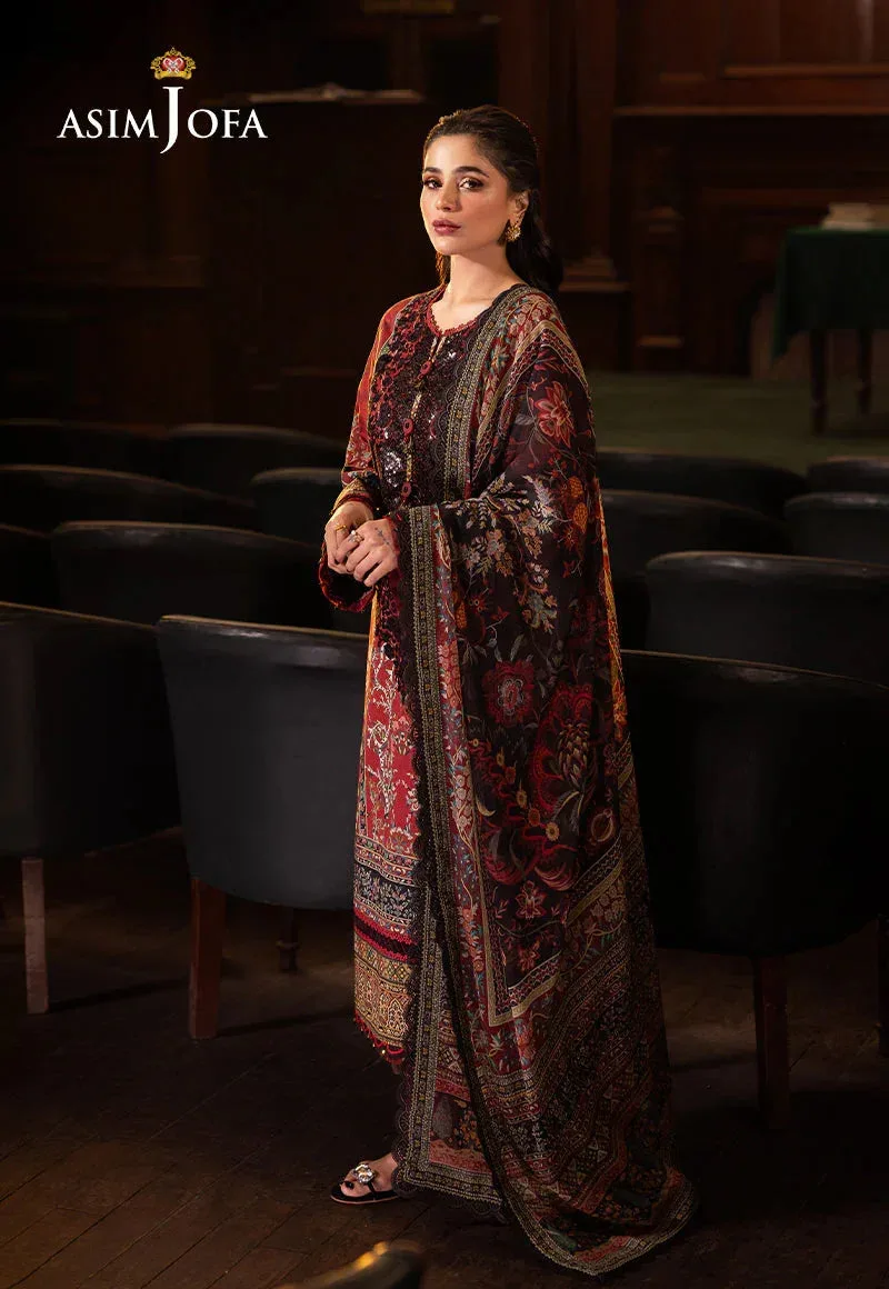 Asim Jofa Prints Drop 2 Maroon Organza – view 6 – Poshaq