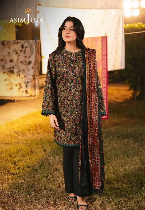 Asim Jofa Prints Drop 2 Black Cambric – view 1 – Poshaq
