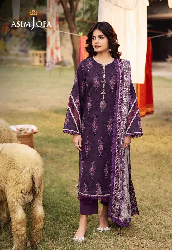Asim Jofa Prints Drop 2 Dark Purple Cambric – view 1 – Poshaq