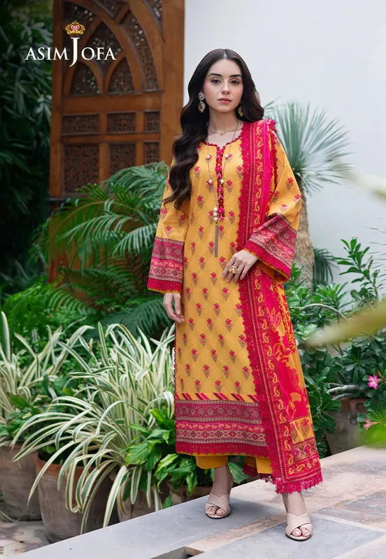 Asim Jofa Prints Drop 2 Mustard Yellow Cambric – view 1 – Poshaq
