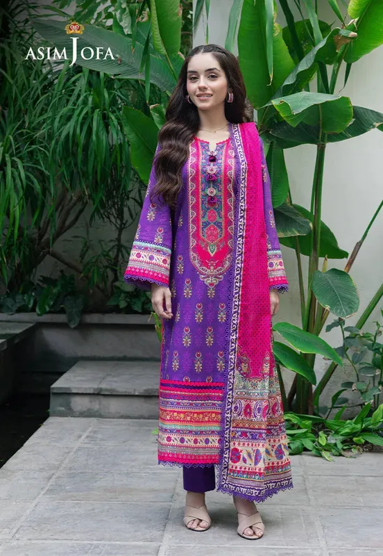 Asim Jofa Prints Drop 2 Purple Cambric – view 1 – Poshaq