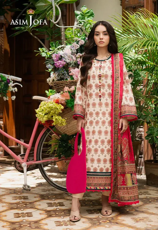 Asim Jofa Prints Drop 2 Ivory Cambric – view 1 – Poshaq