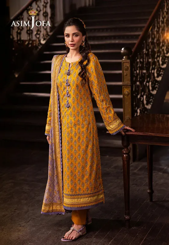 Asim Jofa Prints Drop 2 Mustard Yellow Cambric – view 1 – Poshaq