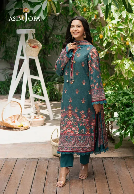 Asim Jofa Prints Drop 2 Emerald Green Cambric – view 1 – Poshaq