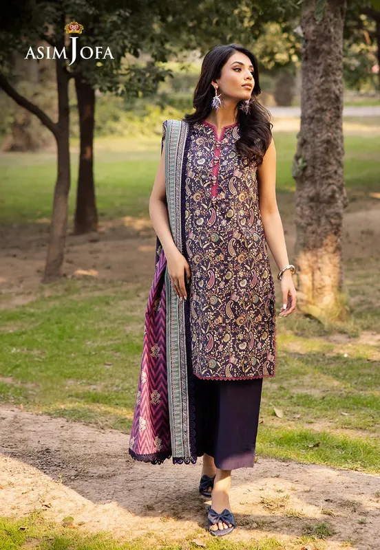 Asim Jofa Prints Drop 2 Dark Purple Cambric – view 1 – Poshaq