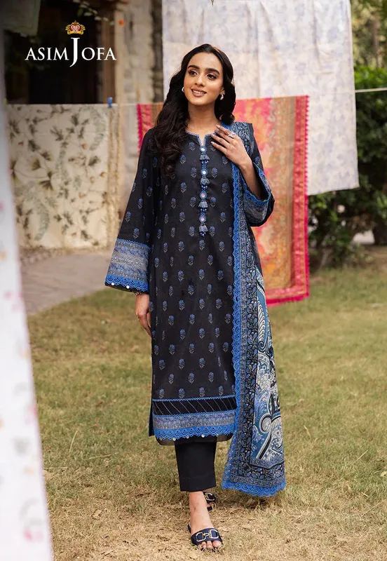 Asim Jofa Prints Drop 2 Black Cambric – view 1 – Poshaq