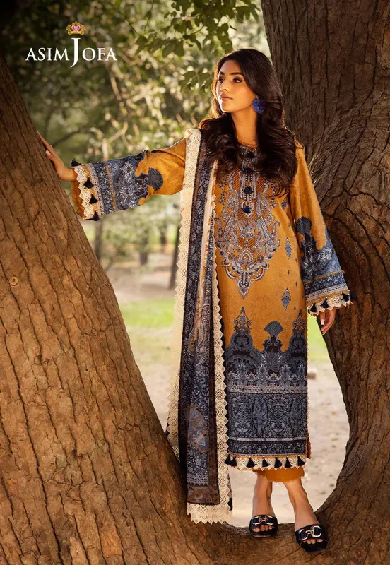 Asim Jofa Prints Drop 2 Mustard Yellow Organza – view 1 – Poshaq