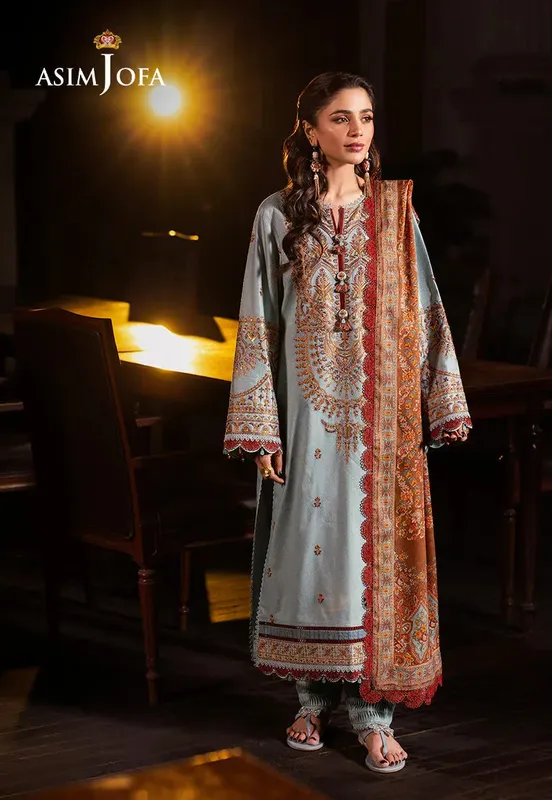 Asim Jofa Prints Drop 2 Pale Sky Blue Dobby – view 1 – Poshaq