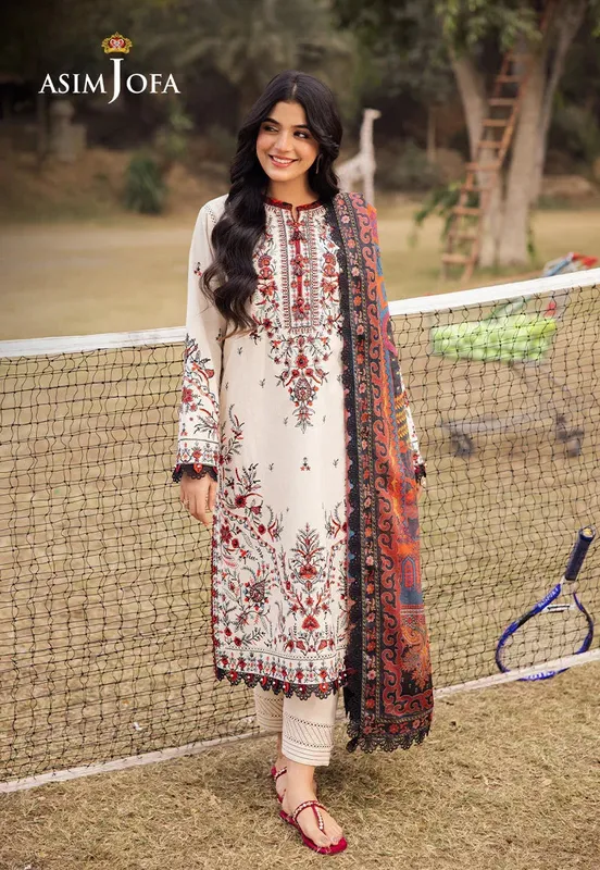 Asim Jofa Prints Drop 2 Ivory Silk – view 1 – Poshaq