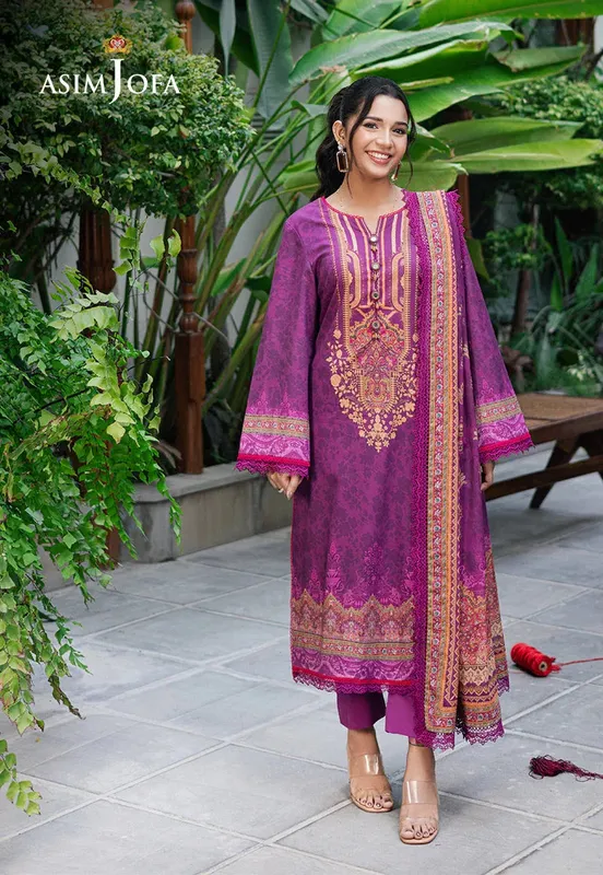 Asim Jofa Prints Drop 2 Purple Cambric – view 1 – Poshaq
