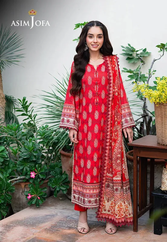 Asim Jofa Prints Drop 2 pale red Cambric – view 1 – Poshaq