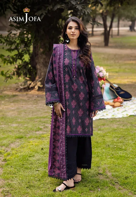 Asim Jofa Prints Drop 2 Dark Purple Cambric – view 1 – Poshaq