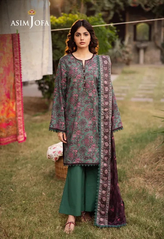 Asim Jofa Prints Drop 2 Emerald Green Cambric – view 1 – Poshaq