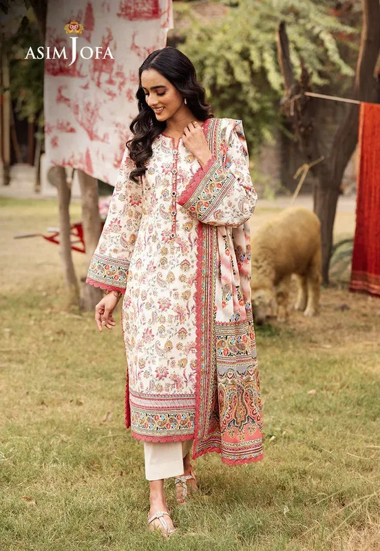 Asim Jofa Prints Drop 2 Ivory Cambric – view 1 – Poshaq