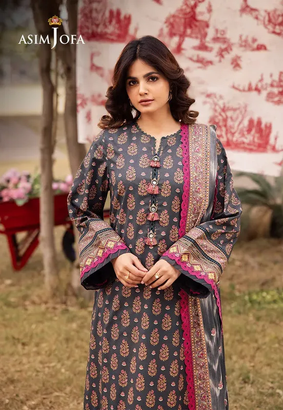 Asim Jofa Prints Drop 2 Black Cambric – view 1 – Poshaq