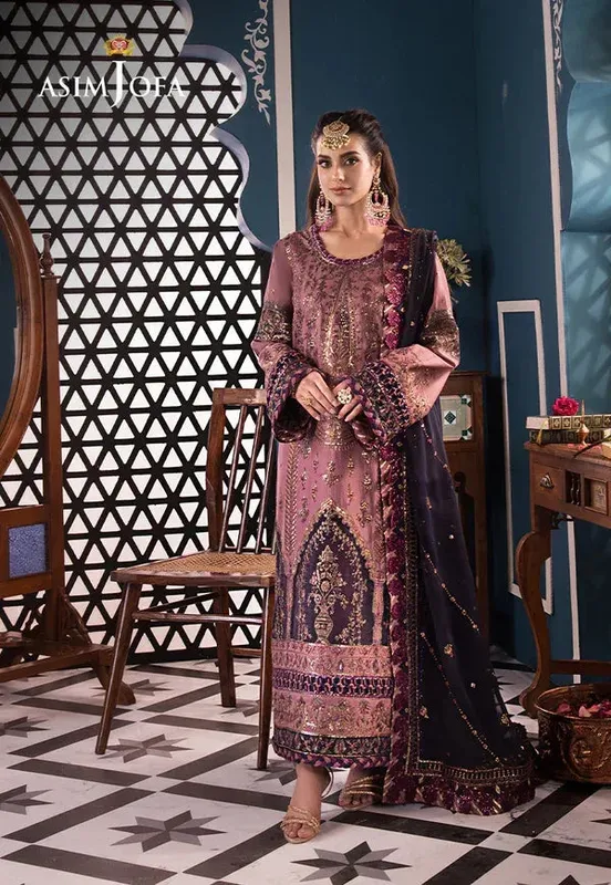 Asim Jofa Fasana e Ishq Eid Luxury Lawn Purple Chiffon – view 1 – Poshaq