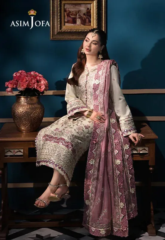 Asim Jofa Fasana e Ishq Eid Luxury Lawn Yellow Chiffon – view 1 – Poshaq