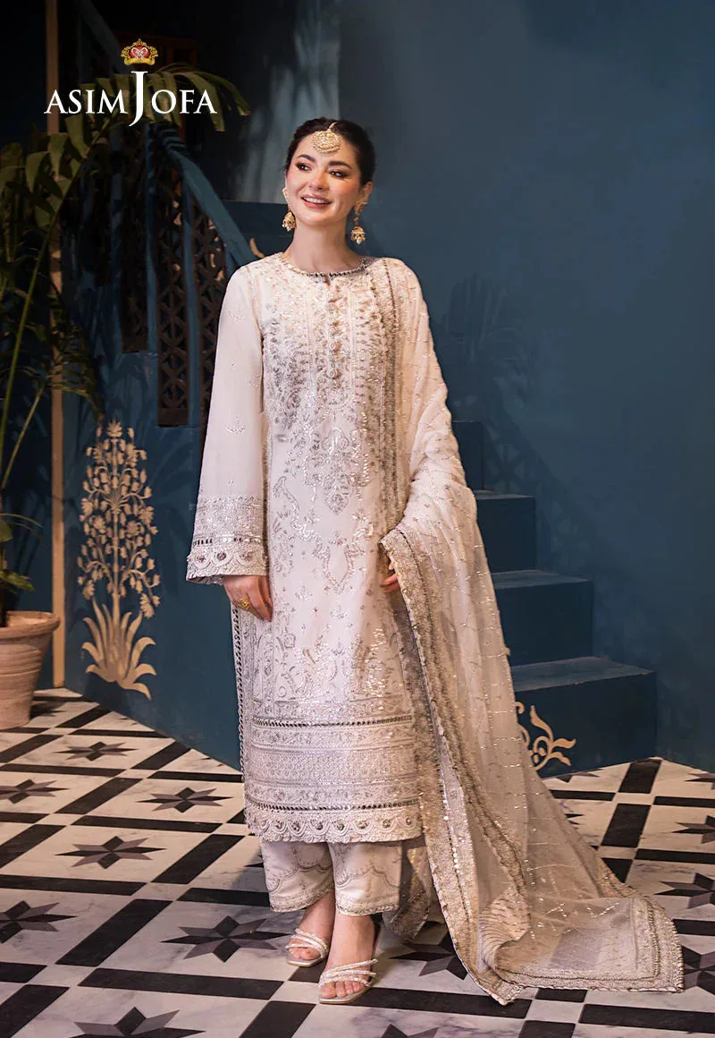 Asim Jofa Fasana e Ishq Eid Luxury Lawn Ivory Chiffon – view 1 – Poshaq