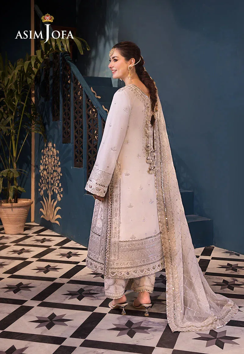 Asim Jofa Fasana e Ishq Eid Luxury Lawn Ivory Chiffon – view 3 – Poshaq