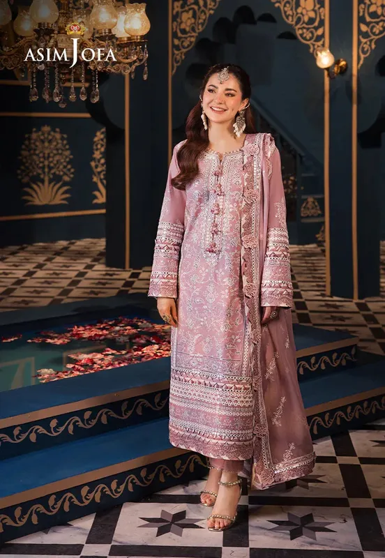 Asim Jofa Fasana e Ishq Eid Luxury Lawn Pink Chiffon – view 1 – Poshaq