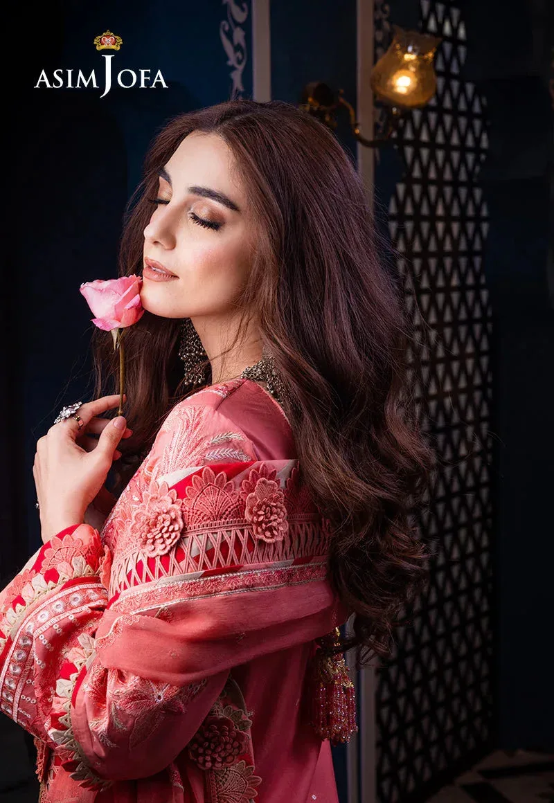 Peach long shirt and trouser set in luxury lawn fabrics – view 6 – Poshaq