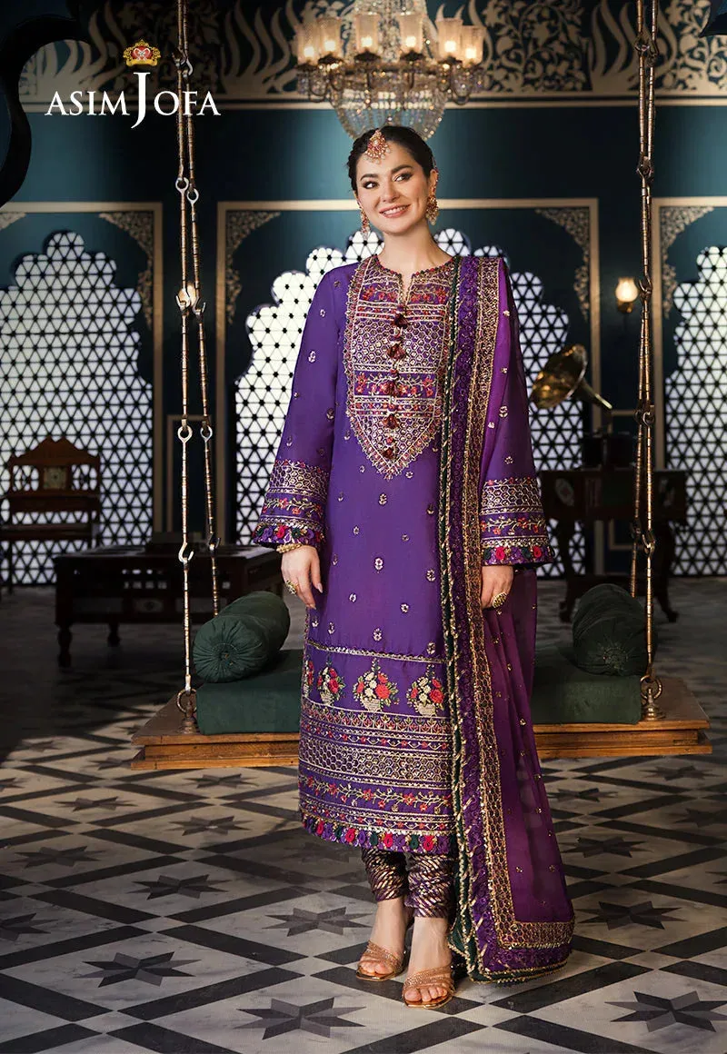 Asim Jofa Fasana e Ishq Eid Luxury Lawn Purple Chiffon – view 1 – Poshaq