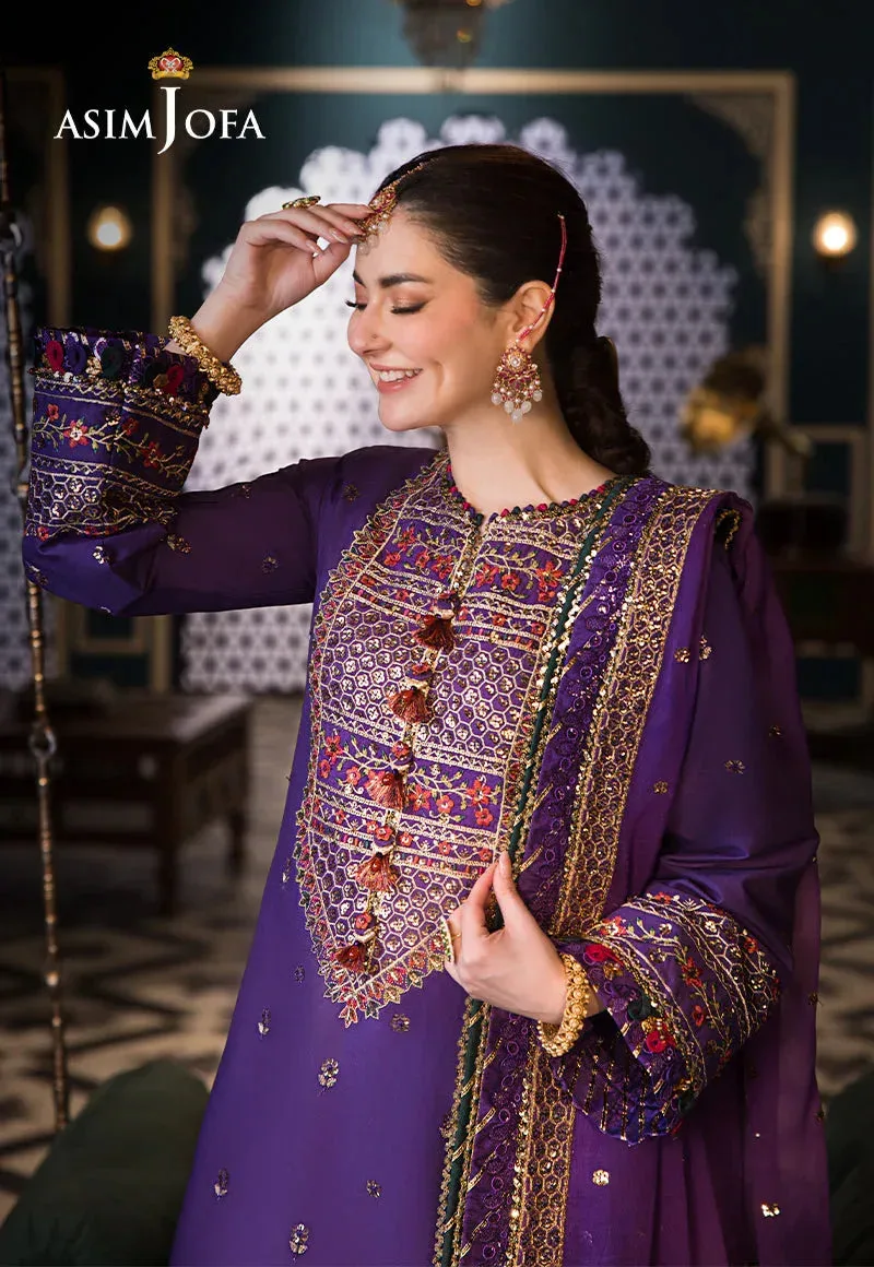 Asim Jofa Fasana e Ishq Eid Luxury Lawn Purple Chiffon – view 2 – Poshaq