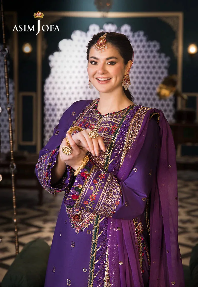 Asim Jofa Fasana e Ishq Eid Luxury Lawn Purple Chiffon – view 3 – Poshaq