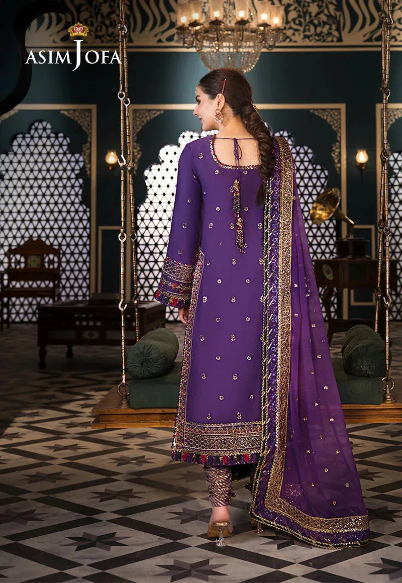 Asim Jofa Fasana e Ishq Eid Luxury Lawn Purple Chiffon – view 4 – Poshaq