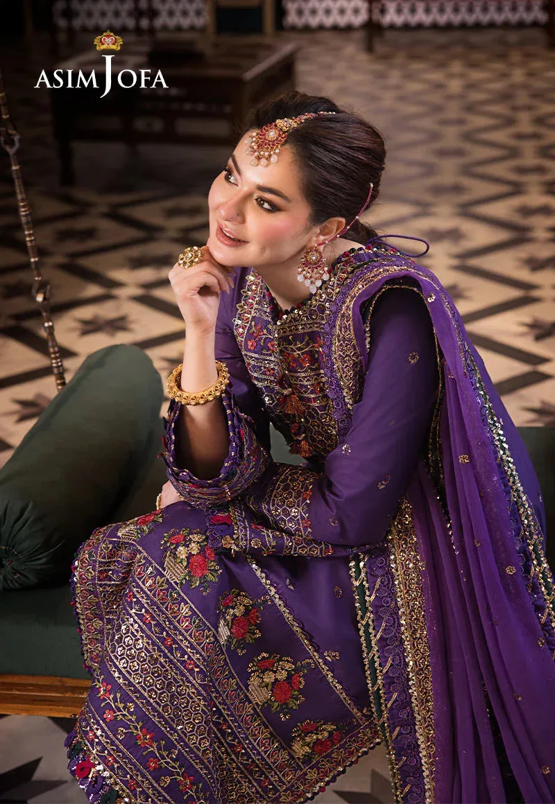 Asim Jofa Fasana e Ishq Eid Luxury Lawn Purple Chiffon – view 5 – Poshaq