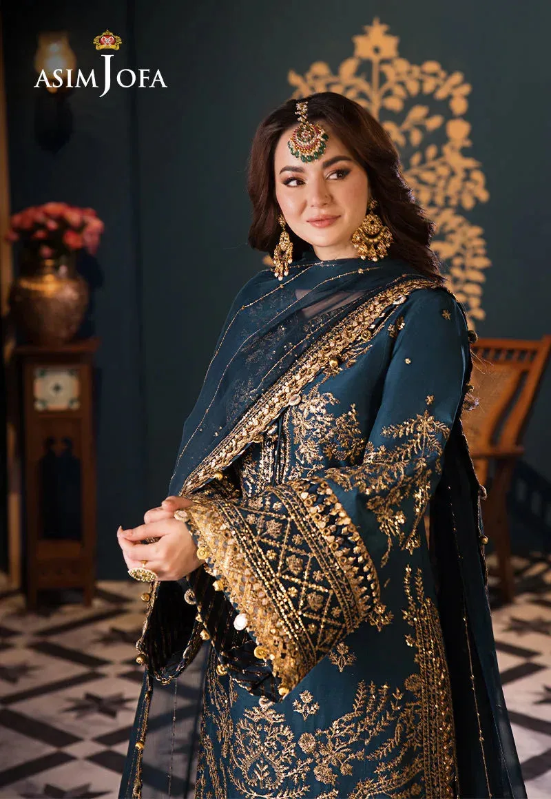 Asim Jofa Fasana e Ishq Eid Luxury Lawn Teal Chiffon – view 5 – Poshaq