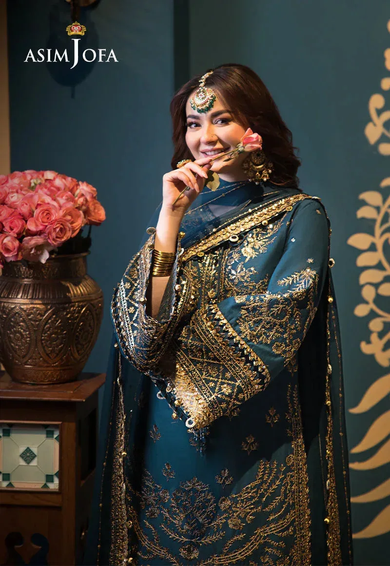 Asim Jofa Fasana e Ishq Eid Luxury Lawn Teal Chiffon – view 6 – Poshaq