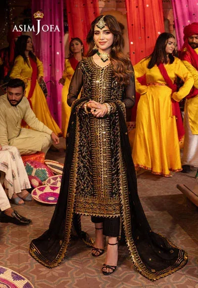 Asim Jofa Chamak Damak Festive 24 Black Chiffon – view 1 – Poshaq