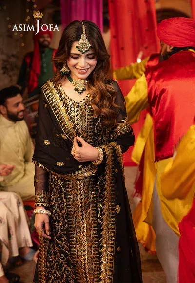 Asim Jofa Chamak Damak Festive 24 Black Chiffon – view 3 – Poshaq