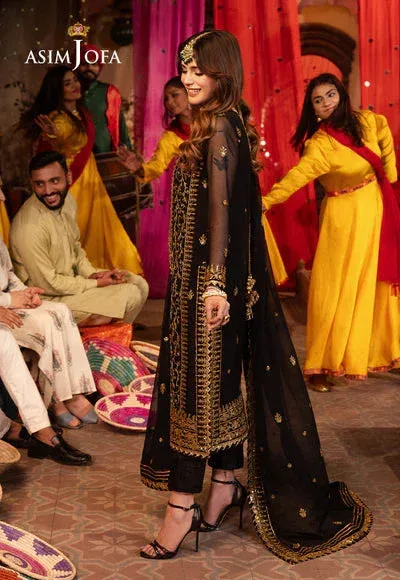 Asim Jofa Chamak Damak Festive 24 Black Chiffon – view 4 – Poshaq