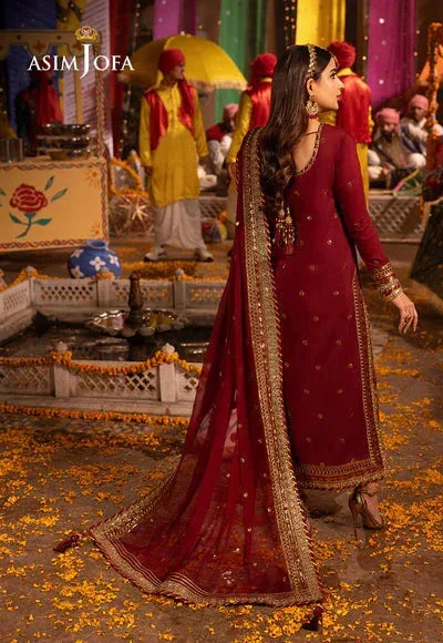 Asim Jofa Chamak Damak Festive 24 Maroon Chiffon – view 2 – Poshaq