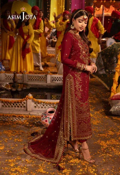 Asim Jofa Chamak Damak Festive 24 Maroon Chiffon – view 4 – Poshaq