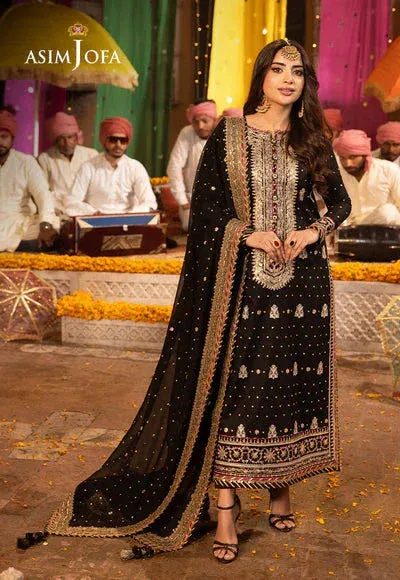 Asim Jofa Chamak Damak Festive 24 Black Chiffon – view 1 – Poshaq
