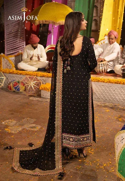 Asim Jofa Chamak Damak Festive 24 Black Chiffon – view 2 – Poshaq