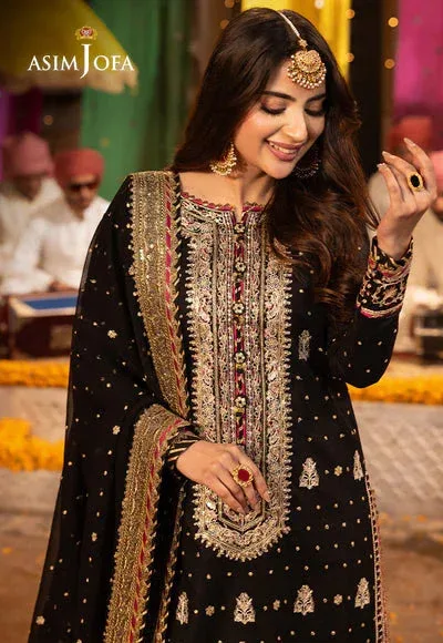 Asim Jofa Chamak Damak Festive 24 Black Chiffon – view 3 – Poshaq