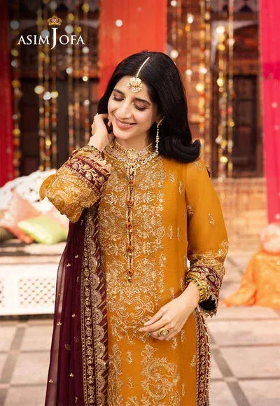 Asim Jofa Chamak Damak Festive 24 Mustard Chiffon – view 3 – Poshaq