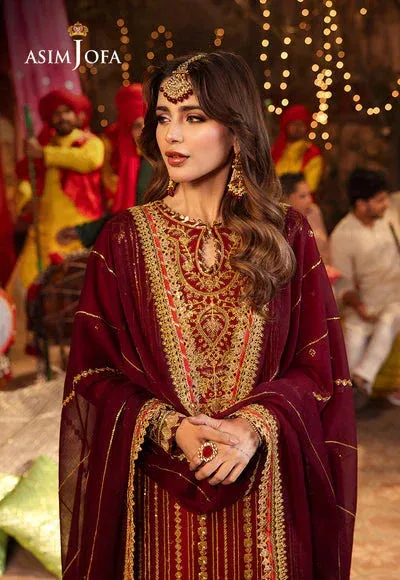 Asim Jofa Chamak Damak Festive 24 Maroon Chiffon – view 3 – Poshaq