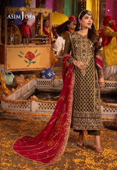 Asim Jofa Chamak Damak Festive 24 Green Chiffon – view 1 – Poshaq