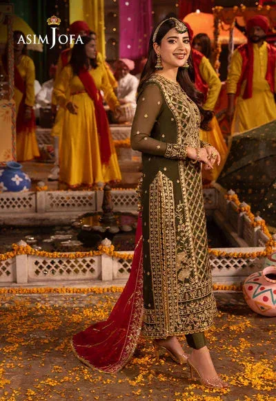 Asim Jofa Chamak Damak Festive 24 Green Chiffon – view 4 – Poshaq